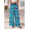 imageBTFBM Wide Leg Pants Woman 2026 Summer Smocked Waist Floral Pant Resort Wear Spring Beach Vacation Clothes for WomenBlack