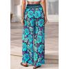 imageBTFBM Wide Leg Pants Woman 2026 Summer Smocked Waist Floral Pant Resort Wear Spring Beach Vacation Clothes for WomenBlack