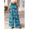 imageBTFBM Wide Leg Pants Woman 2026 Summer Smocked Waist Floral Pant Resort Wear Spring Beach Vacation Clothes for WomenBlack