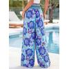 imageBTFBM Wide Leg Pants Woman 2026 Summer Smocked Waist Floral Pant Resort Wear Spring Beach Vacation Clothes for WomenBlue