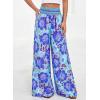 imageBTFBM Wide Leg Pants Woman 2026 Summer Smocked Waist Floral Pant Resort Wear Spring Beach Vacation Clothes for WomenBlue