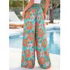 imageBTFBM Wide Leg Pants Woman 2026 Summer Smocked Waist Floral Pant Resort Wear Spring Beach Vacation Clothes for WomenGreen