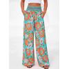 imageBTFBM Wide Leg Pants Woman 2026 Summer Smocked Waist Floral Pant Resort Wear Spring Beach Vacation Clothes for WomenGreen