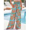imageBTFBM Wide Leg Pants Woman 2026 Summer Smocked Waist Floral Pant Resort Wear Spring Beach Vacation Clothes for WomenGreen