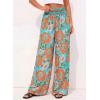 imageBTFBM Wide Leg Pants Woman 2026 Summer Smocked Waist Floral Pant Resort Wear Spring Beach Vacation Clothes for WomenGreen