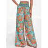 imageBTFBM Wide Leg Pants Woman 2026 Summer Smocked Waist Floral Pant Resort Wear Spring Beach Vacation Clothes for WomenGreen