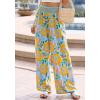 imageBTFBM Wide Leg Pants Woman 2026 Summer Smocked Waist Floral Pant Resort Wear Spring Beach Vacation Clothes for WomenLight Blue