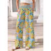imageBTFBM Wide Leg Pants Woman 2026 Summer Smocked Waist Floral Pant Resort Wear Spring Beach Vacation Clothes for WomenLight Blue