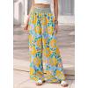 imageBTFBM Wide Leg Pants Woman 2026 Summer Smocked Waist Floral Pant Resort Wear Spring Beach Vacation Clothes for WomenLight Blue
