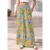 imageBTFBM Wide Leg Pants Woman 2026 Summer Smocked Waist Floral Pant Resort Wear Spring Beach Vacation Clothes for WomenLight Blue