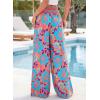 imageBTFBM Wide Leg Pants Woman 2026 Summer Smocked Waist Floral Pant Resort Wear Spring Beach Vacation Clothes for WomenOrange