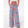 imageBTFBM Wide Leg Pants Woman 2026 Summer Smocked Waist Floral Pant Resort Wear Spring Beach Vacation Clothes for WomenOrange