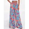 imageBTFBM Wide Leg Pants Woman 2026 Summer Smocked Waist Floral Pant Resort Wear Spring Beach Vacation Clothes for WomenOrange