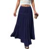 imageBTFBM Spring Skirts for Women 2026 Summer Boho Beach Vacation Clothes Casual Pleated High Waisted Flowy Maxi SkirtNavy Blue