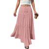 imageBTFBM Spring Skirts for Women 2026 Summer Boho Beach Vacation Clothes Casual Pleated High Waisted Flowy Maxi SkirtPink