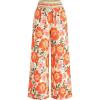 imageBTFBM Wide Leg Pants Woman 2026 Summer Smocked Waist Floral Pant Resort Wear Spring Beach Vacation Clothes for WomenBeige