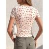 imageBTFBM Floral Square Neck Tops for Women 2026 Trendy Summer Outfits Short Sleeve Shirts Boho Top Beach Vacation ClothesBeige Pink Flower
