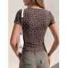 imageBTFBM Floral Square Neck Tops for Women 2026 Trendy Summer Outfits Short Sleeve Shirts Boho Top Beach Vacation ClothesBlack Orange Flower