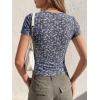 imageBTFBM Floral Square Neck Tops for Women 2026 Trendy Summer Outfits Short Sleeve Shirts Boho Top Beach Vacation ClothesBlack Purple Flower