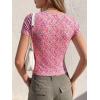 imageBTFBM Floral Square Neck Tops for Women 2026 Trendy Summer Outfits Short Sleeve Shirts Boho Top Beach Vacation ClothesWhite Pink Flower