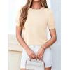 imageBTFBM Short Sleeve Sweater for Women 2026 Spring Summer Knit Basic Tops Lightweight Business Casual Vacation OutfitsBeige