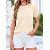 imageBTFBM Short Sleeve Sweater for Women 2026 Spring Summer Knit Basic Tops Lightweight Business Casual Vacation OutfitsBeige