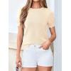 imageBTFBM Short Sleeve Sweater for Women 2026 Spring Summer Knit Basic Tops Lightweight Business Casual Vacation OutfitsBeige