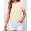 imageBTFBM Short Sleeve Sweater for Women 2026 Spring Summer Knit Basic Tops Lightweight Business Casual Vacation OutfitsBeige