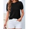 imageBTFBM Short Sleeve Sweater for Women 2026 Spring Summer Knit Basic Tops Lightweight Business Casual Vacation OutfitsBlack