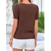 imageBTFBM Short Sleeve Sweater for Women 2026 Spring Summer Knit Basic Tops Lightweight Business Casual Vacation OutfitsBrown