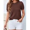 imageBTFBM Short Sleeve Sweater for Women 2026 Spring Summer Knit Basic Tops Lightweight Business Casual Vacation OutfitsBrown