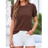 imageBTFBM Short Sleeve Sweater for Women 2026 Spring Summer Knit Basic Tops Lightweight Business Casual Vacation OutfitsBrown