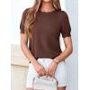 imageBTFBM Short Sleeve Sweater for Women 2026 Spring Summer Knit Basic Tops Lightweight Business Casual Vacation OutfitsBrown