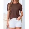 imageBTFBM Short Sleeve Sweater for Women 2026 Spring Summer Knit Basic Tops Lightweight Business Casual Vacation OutfitsBrown