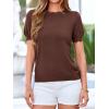 imageBTFBM Short Sleeve Sweater for Women 2026 Spring Summer Knit Basic Tops Lightweight Business Casual Vacation OutfitsBrown
