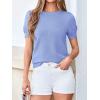imageBTFBM Short Sleeve Sweater for Women 2026 Spring Summer Knit Basic Tops Lightweight Business Casual Vacation OutfitsLight Blue