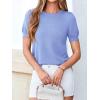 imageBTFBM Short Sleeve Sweater for Women 2026 Spring Summer Knit Basic Tops Lightweight Business Casual Vacation OutfitsLight Blue