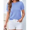 imageBTFBM Short Sleeve Sweater for Women 2026 Spring Summer Knit Basic Tops Lightweight Business Casual Vacation OutfitsLight Blue