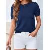 imageBTFBM Short Sleeve Sweater for Women 2026 Spring Summer Knit Basic Tops Lightweight Business Casual Vacation OutfitsNavy Blue
