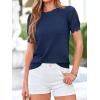 imageBTFBM Short Sleeve Sweater for Women 2026 Spring Summer Knit Basic Tops Lightweight Business Casual Vacation OutfitsNavy Blue