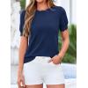 imageBTFBM Short Sleeve Sweater for Women 2026 Spring Summer Knit Basic Tops Lightweight Business Casual Vacation OutfitsNavy Blue