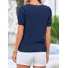 imageBTFBM Short Sleeve Sweater for Women 2026 Spring Summer Knit Basic Tops Lightweight Business Casual Vacation OutfitsNavy Blue