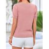imageBTFBM Short Sleeve Sweater for Women 2026 Spring Summer Knit Basic Tops Lightweight Business Casual Vacation OutfitsPink