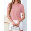 imageBTFBM Short Sleeve Sweater for Women 2026 Spring Summer Knit Basic Tops Lightweight Business Casual Vacation OutfitsPink