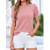 imageBTFBM Short Sleeve Sweater for Women 2026 Spring Summer Knit Basic Tops Lightweight Business Casual Vacation OutfitsPink