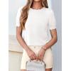 imageBTFBM Short Sleeve Sweater for Women 2026 Spring Summer Knit Basic Tops Lightweight Business Casual Vacation OutfitsWhite