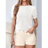 imageBTFBM Short Sleeve Sweater for Women 2026 Spring Summer Knit Basic Tops Lightweight Business Casual Vacation OutfitsWhite