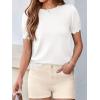 imageBTFBM Short Sleeve Sweater for Women 2026 Spring Summer Knit Basic Tops Lightweight Business Casual Vacation OutfitsWhite