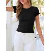imageBTFBM Summer Tops for Women 2026 Crew Neck Rolled Sleeve T Shirts Knit Slim Basic Casual Spring Top Workout Y2k ClothesBlack