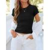 imageBTFBM Summer Tops for Women 2026 Crew Neck Rolled Sleeve T Shirts Knit Slim Basic Casual Spring Top Workout Y2k ClothesBlack